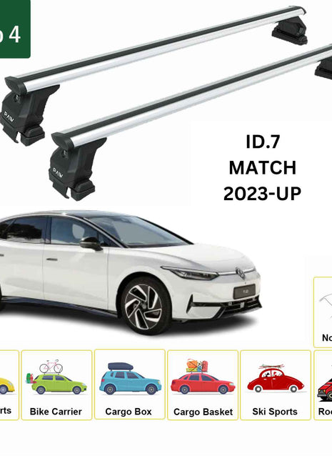 Volkswagen Id.7 2023-2025 Oluksuz Üst Tavan Portbagaj Taşıyıcı Ara Atkısı Toros Serisi Pro 4 Gri