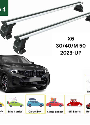 Bmw X6 2023-2025 Oluksuz Üst Tavan Portbagaj Taşıyıcı Ara Atkısı Toros Serisi Pro 4 Gri