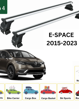 Renault E-Space 2015-2023 Oluksuz Üst Tavan Portbagaj Taşıyıcı Ara Atkısı Toros Serisi Pro 4 Gri