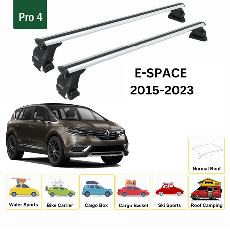 Renault E-Space 2015-2023 Oluksuz Üst Tavan Portbagaj Taşıyıcı Ara Atkısı Toros Serisi Pro 4 Gri