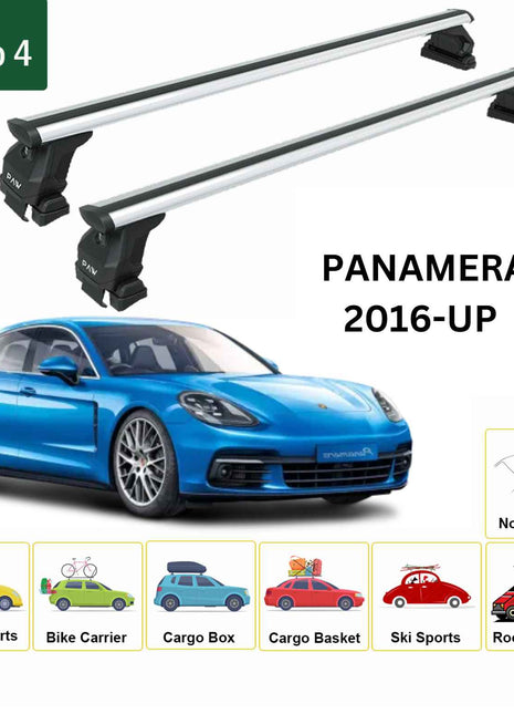 Porsche Panamera 2016-2025 Oluksuz Üst Tavan Portbagaj Taşıyıcı Ara Atkısı Toros Serisi Pro 4 Gri