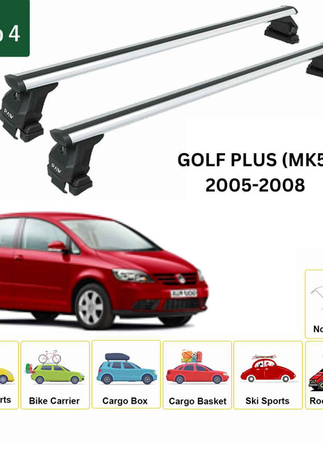 Volkswagen Golf Plus (Mk5) 2008-2013 Oluksuz Üst Tavan Portbagaj Taşıyıcı Ara Atkısı Toros Serisi Pro 4 Gri
