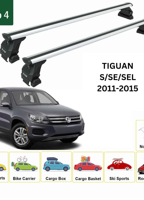 Volkswagen Tiguan 2011-2015 Oluksuz Üst Tavan Portbagaj Taşıyıcı Ara Atkısı Toros Serisi Pro 4 Gri