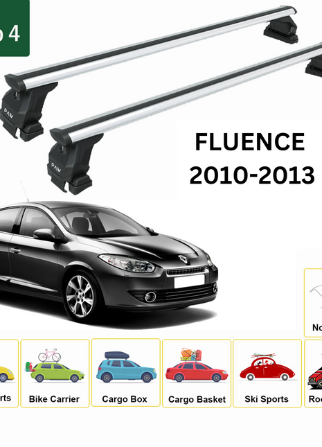 Renault Fluence 2010-2013 Oluksuz Üst Tavan Portbagaj Taşıyıcı Ara Atkısı Toros Serisi Pro 4 Gri