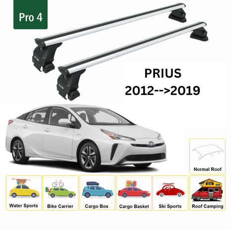 Toyota Prius 2012-2019 Oluksuz Üst Tavan Portbagaj Taşıyıcı Ara Atkısı Toros Serisi Pro 4 Gri