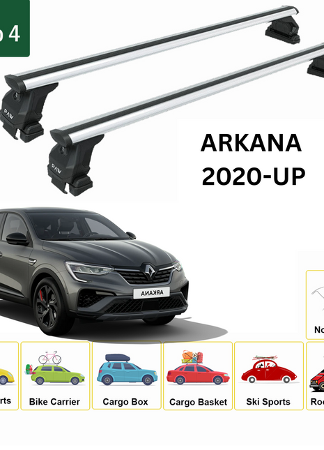 Renault Arkana 2020-2025 Oluksuz Üst Tavan Portbagaj Taşıyıcı Ara Atkısı Toros Serisi Pro 4 Gri