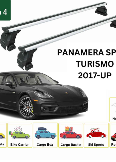 For Porsche Panamera 2009-2016 Roof Rack Cross Bars Fix Point Alu Black