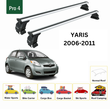 Toyota Yaris Hb 2006-2011 Oluksuz Üst Tavan Portbagaj Taşıyıcı Ara Atkısı Toros Serisi Pro 4 Gri