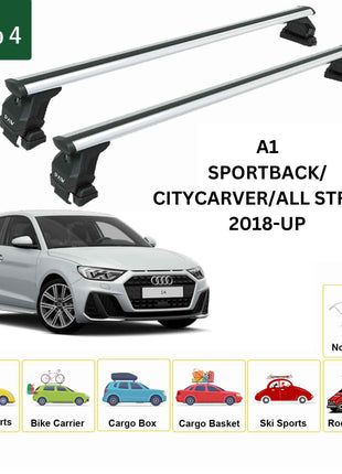 Audi A1 2018-2025 Oluksuz Üst Tavan Portbagaj Taşıyıcı Ara Atkısı Toros Serisi Pro 4 Gri
