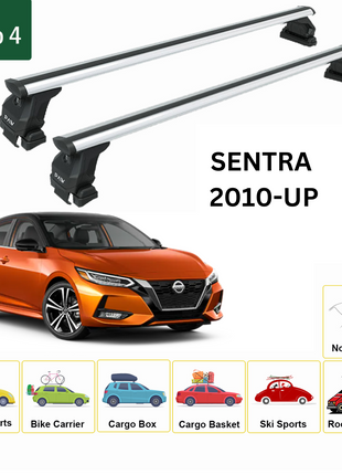 Nissan Sentra 2010-2019 Oluksuz Üst Tavan Portbagaj Taşıyıcı Ara Atkısı Toros Serisi Pro 4 Normal Roof Alu Gri