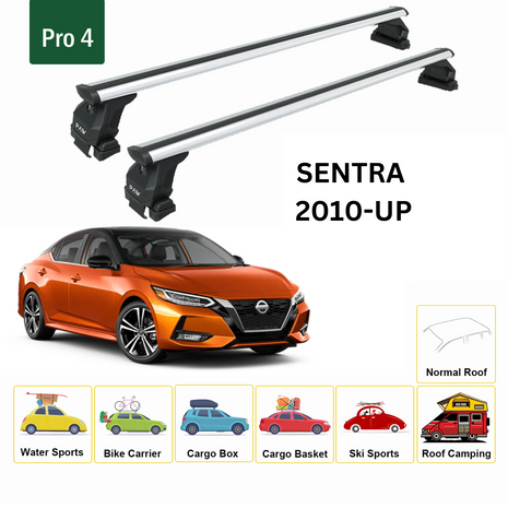 Nissan Sentra 2010-2019 Oluksuz Üst Tavan Portbagaj Taşıyıcı Ara Atkısı Toros Serisi Pro 4 Normal Roof Alu Gri