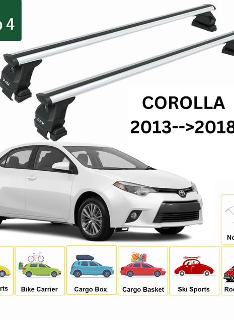 Toyota Corolla Sedan 2013-2018 Oluksuz Üst Tavan Portbagaj Taşıyıcı Ara Atkısı Toros Serisi Pro 4 Gri
