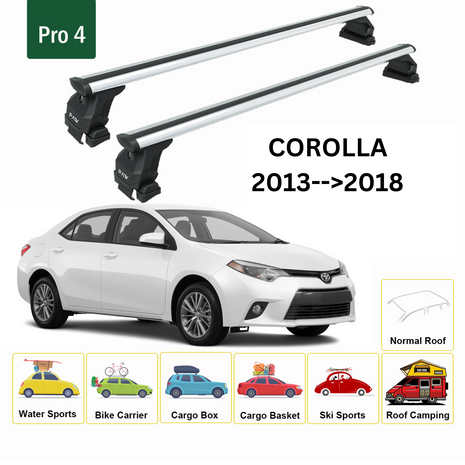 Toyota Corolla Sedan 2013-2018 Oluksuz Üst Tavan Portbagaj Taşıyıcı Ara Atkısı Toros Serisi Pro 4 Gri