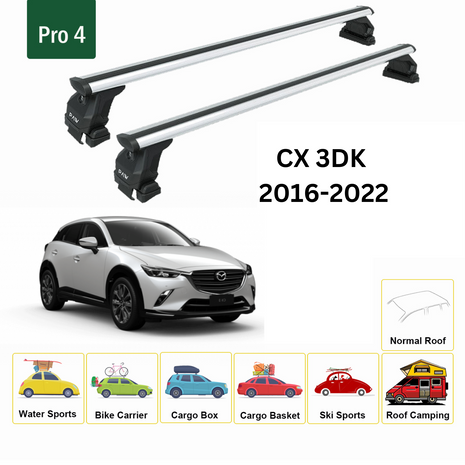 Mazda Cx 3 2016-2025 Oluksuz Üst Tavan Portbagaj Taşıyıcı Ara Atkısı Toros Serisi Pro 4 Gri