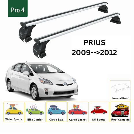Toyota Prius 2009-2012 Oluksuz Üst Tavan Portbagaj Taşıyıcı Ara Atkısı Toros Serisi Pro 4 Gri