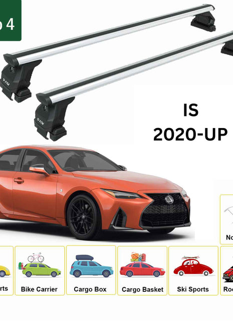 Lexus Is 2020-2025 Oluksuz Üst Tavan Portbagaj Taşıyıcı Ara Atkısı Toros Serisi Pro 4 Gri