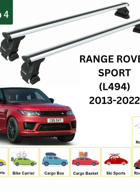 Land Rover Range Rover Sport (L494) 2013-2022 Oluksuz Üst Tavan Portbagaj Taşıyıcı Ara Atkısı Toros Serisi Pro 4 Gri