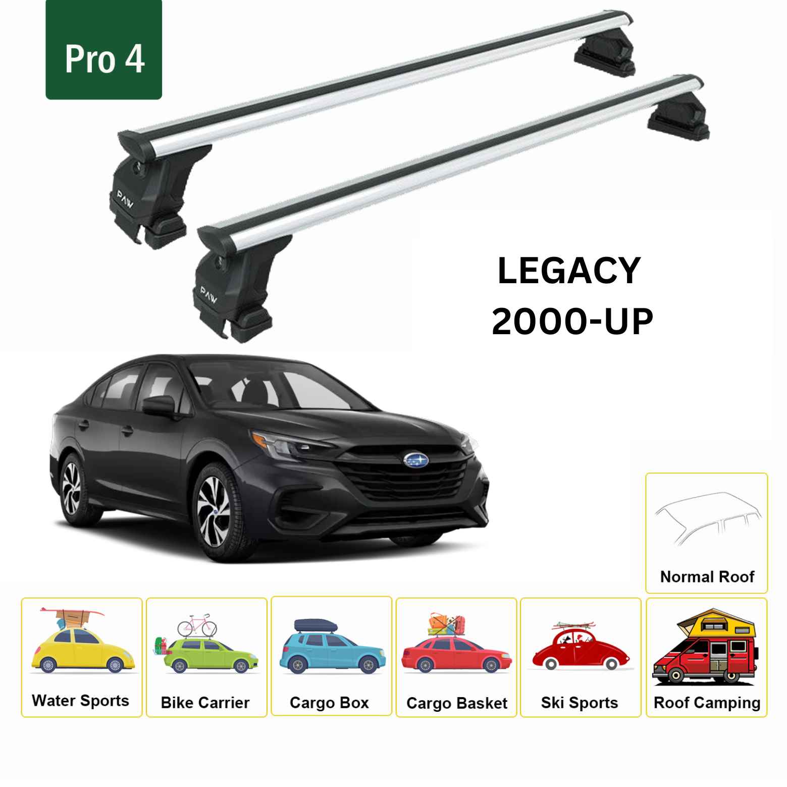 Paw Subaru Legacy Sedan (2020-2025) Ara Atkı Portbagaj Taşıyıcı - Pro 3 Silver