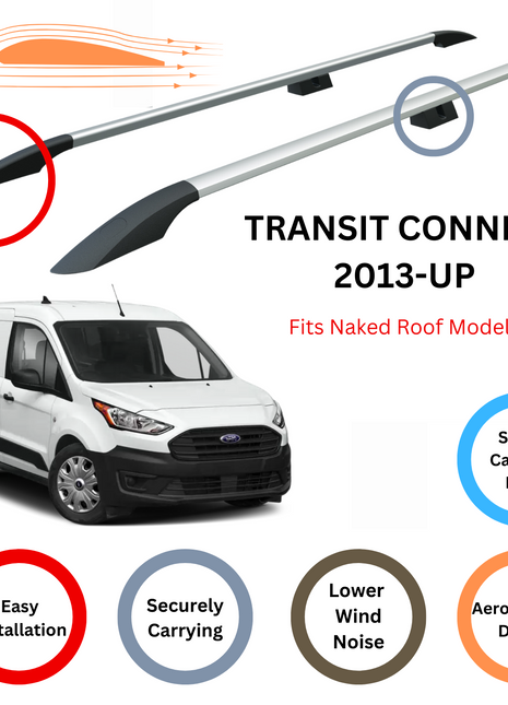 Ford Transit 2013-2024 Araç Üstü Alüminyum Tavan Yan Rayları Plus Serisi - Gri