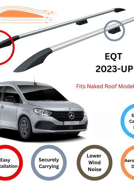 Mercedes Eqt 2023-2025 Roof Side Rails Ultimate Style Alu 2023-Up Gri