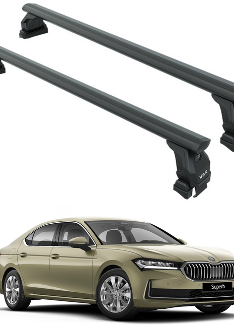 Skoda Superb Sedan B9 Oluksuz Üst Tavan Portbagaj Taşıyıcı Ara Atkısı Toros Serisi Pro 4 Siyah