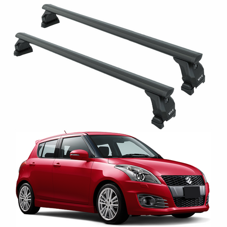 Suzuki Swift 2010-2017 Tavan Taşıyıcı Ara Barlar – Vidalı Montaj, Toros Fix Pro, Alu Siyah