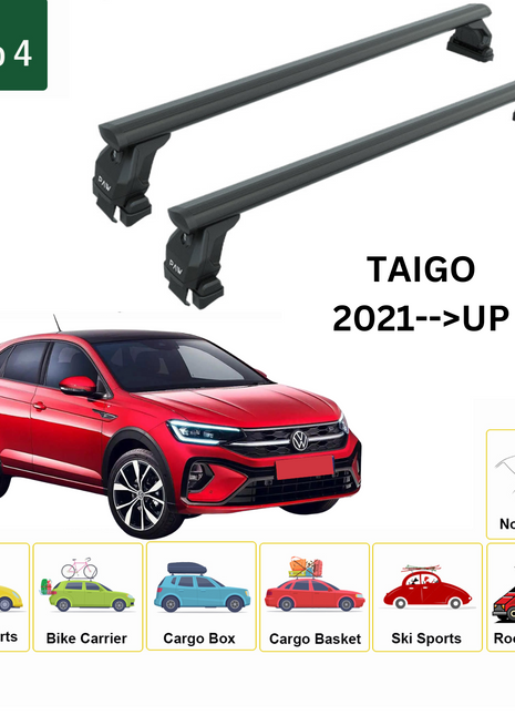 Volkswagen Taigo 2021-2025 Oluksuz Üst Tavan Portbagaj Taşıyıcı Ara Atkısı Toros Serisi Pro 4 Siyah