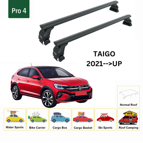 Volkswagen Taigo 2021-2025 Oluksuz Üst Tavan Portbagaj Taşıyıcı Ara Atkısı Toros Serisi Pro 4 Siyah
