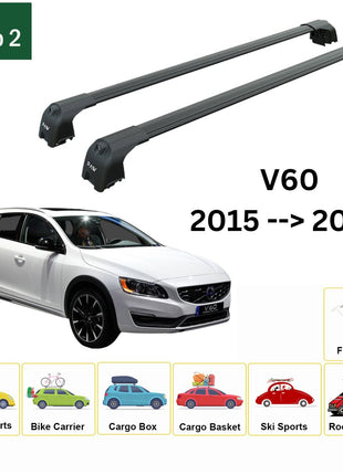 Volvo V60 Cross Country 2015-2018 Portbagaj Taşıyıcı Ara Atkisi - Ara Çubuk Paw Pro 2 Siyah