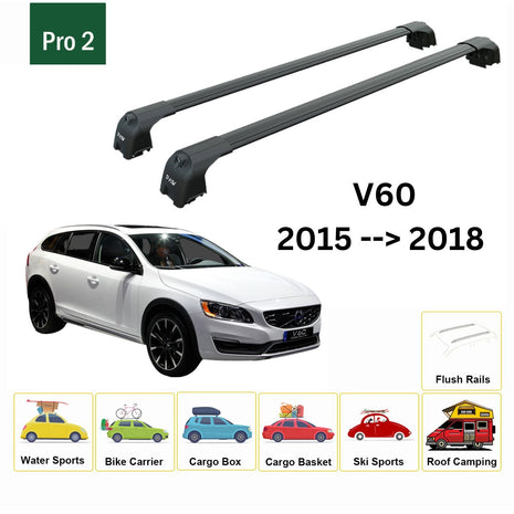 Volvo V60 Cross Country 2015-2018 Portbagaj Taşıyıcı Ara Atkisi - Ara Çubuk Paw Pro 2 Siyah