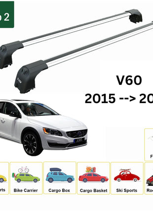 Volvo V60 Cross Country 2015-2018 Portbagaj Taşıyıcı Ara Atkisi - Ara Çubuk Paw Pro 2 Gri