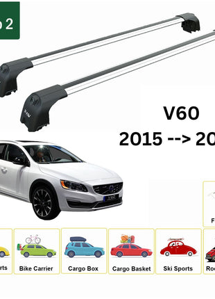 Volvo V60 Cross Country 2015-2018 Portbagaj Taşıyıcı Ara Atkisi - Ara Çubuk Paw Pro 2 Gri