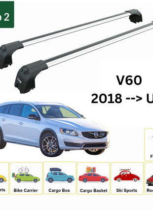 Volvo V60 Cross Country 2018-2025 Portbagaj Taşıyıcı Ara Atkisi - Ara Çubuk Paw Pro 2 Gri