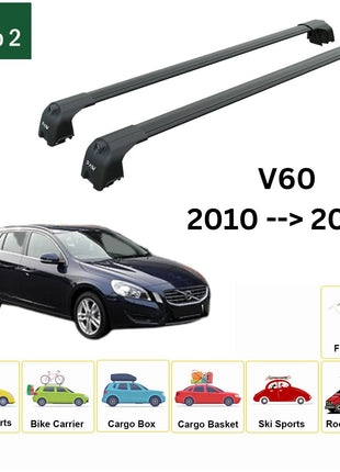 Volvo V60 Estate 2010-2018 Portbagaj Taşıyıcı Ara Atkisi - Ara Çubuk Paw Pro 2 Siyah