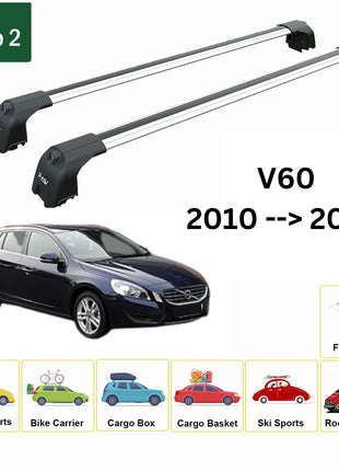 Volvo V60 Estate 2010-2018 Portbagaj Taşıyıcı Ara Atkisi - Ara Çubuk Paw Pro 2 Gri