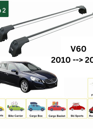 Volvo V60 Estate 2010-2018 Portbagaj Taşıyıcı Ara Atkisi - Ara Çubuk Paw Pro 2 Gri