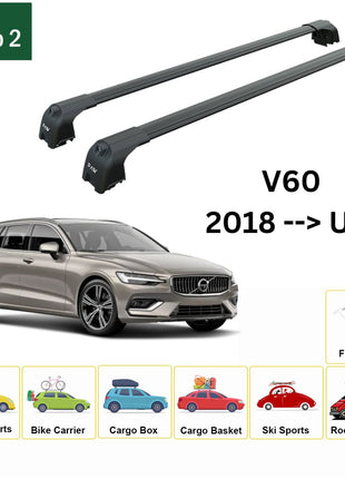 Volvo V60 Estate 2018-2025 Portbagaj Taşıyıcı Ara Atkisi - Ara Çubuk Paw Pro 2 Siyah