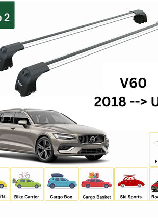 Volvo V60 Estate 2018-2025 Portbagaj Taşıyıcı Ara Atkisi - Ara Çubuk Paw Pro 2 Gri