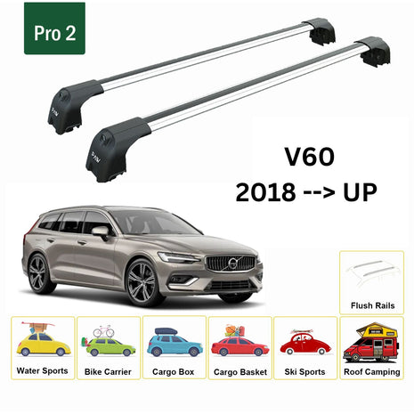 Volvo V60 Estate 2018-2025 Portbagaj Taşıyıcı Ara Atkisi - Ara Çubuk Paw Pro 2 Gri