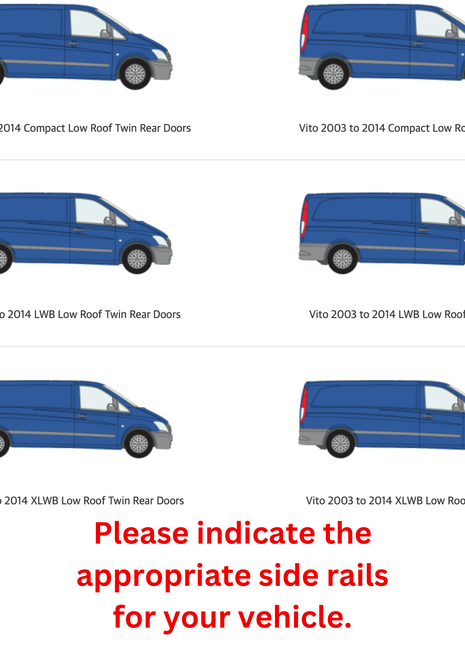 Mercedes Vito W639 Mwb 2003-2014 Araç Üstü Alüminyum Tavan Yan Rayları Plus Serisi - Siyah