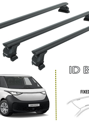 Volkswagen ID. Buzz Tavan Taşıyıcı Ara Barlar – Vidalı Montaj, Toros Fix Pro, 3Qty Siyah