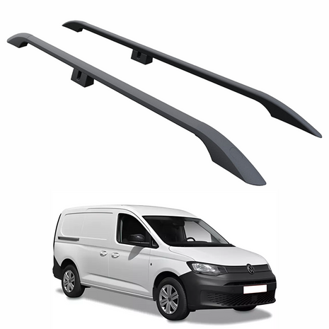 Volkswagen Caddy V Maxi 2020-2025 Araç Üstü Alüminyum Tavan Yan Rayları Plus Serisi - Siyah