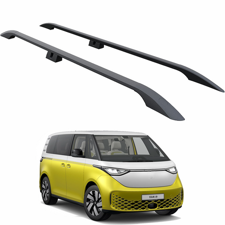 Volkswagen Id. Buzz Uzun Şase Araç Üstü Alüminyum Tavan Yan Rayları Plus Serisi - Siyah