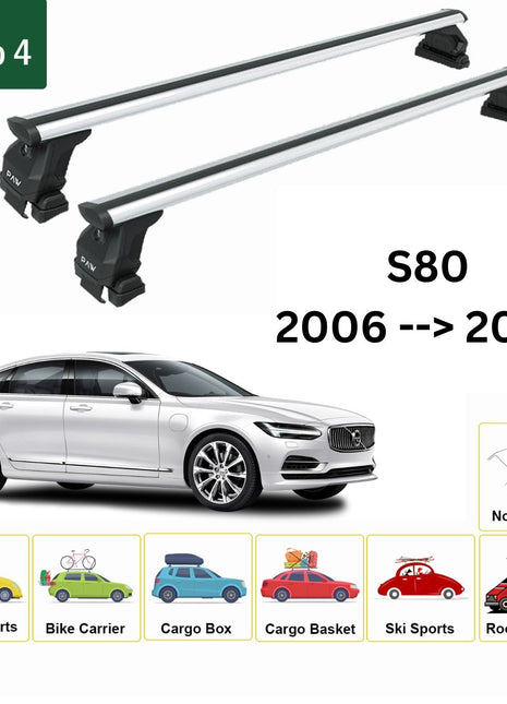 Volvo S90 2016-2025 Oluksuz Üst Tavan Portbagaj Taşıyıcı Ara Atkısı Toros Serisi Pro 4 Gri