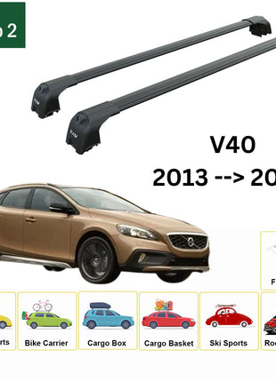 Volvo V40 2013-2019 Portbagaj Taşıyıcı Ara Atkisi - Ara Çubuk Paw Pro 2 Siyah