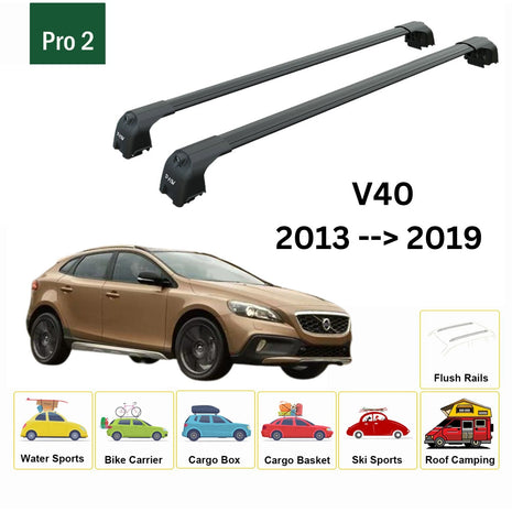 Volvo V40 2013-2019 Portbagaj Taşıyıcı Ara Atkisi - Ara Çubuk Paw Pro 2 Siyah
