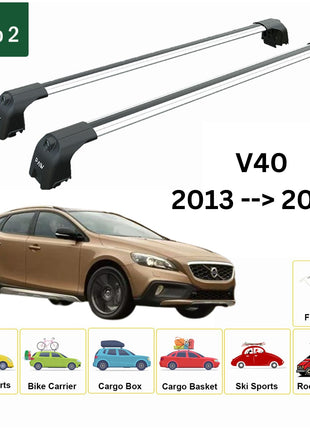 Volvo V40 2013-2019 Portbagaj Taşıyıcı Ara Atkisi - Ara Çubuk Paw Pro 2 Gri