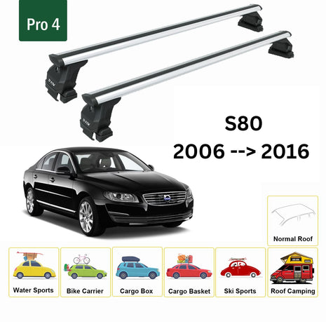 Volvo S80 2006-2016 Oluksuz Üst Tavan Portbagaj Taşıyıcı Ara Atkısı Toros Serisi Pro 4 Gri