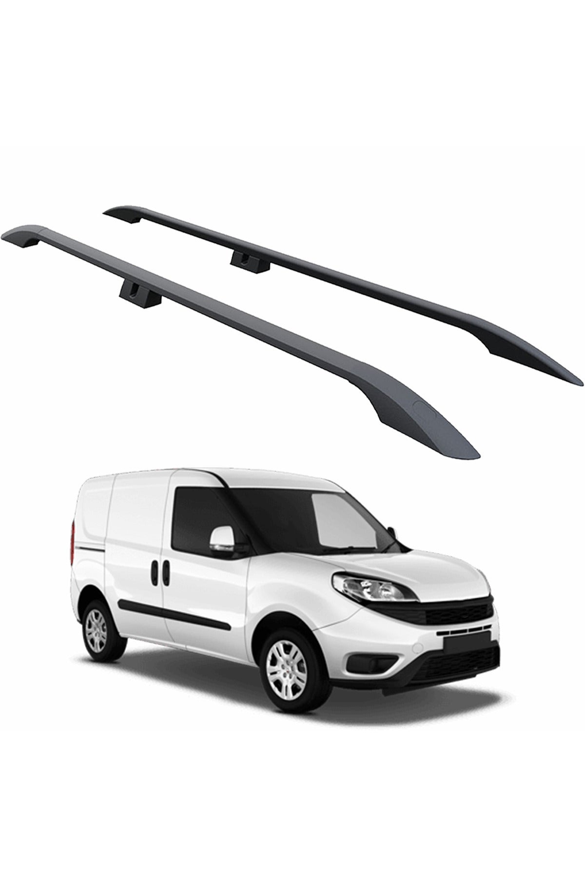 Fiat Doblo Uzun Şase 2010-2020 Van Araç Üstü Alüminyum Tavan Yan Rayları Plus Serisi - Siyah