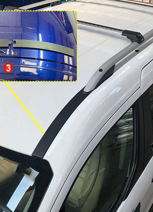 Ford Transit Connect Kısa Şase Van 2013-2024 Araç Üstü Alüminyum Tavan Yan Rayları Plus Serisi - Gri